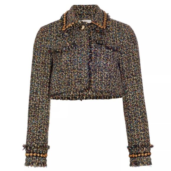 Cinq a Sept 'Odette' Cropped Confetti Tweed Jacket, Black Multi - Picture 2 of 5